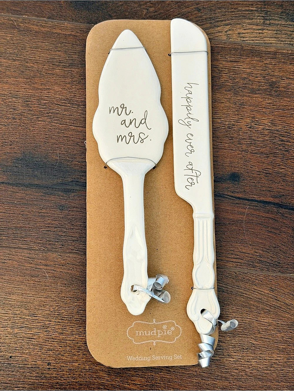 mud pie Mr. and Mrs. Wedding Serving Set White